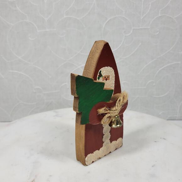 Vintage Wood Santa Claus 6" Red Green Handmade Hand Painted 3-D Christmas Tree - Picture 15 of 15